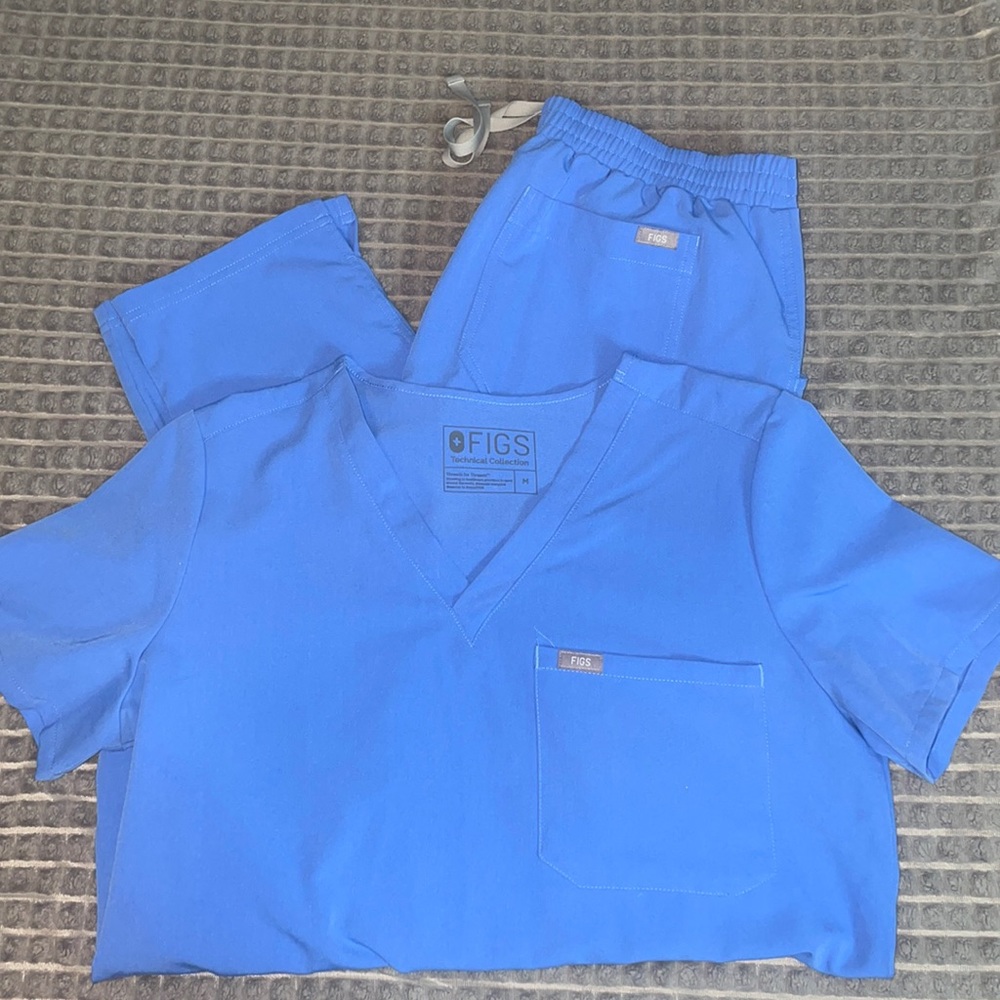 Light blue top and Bottom FIGS scrubs